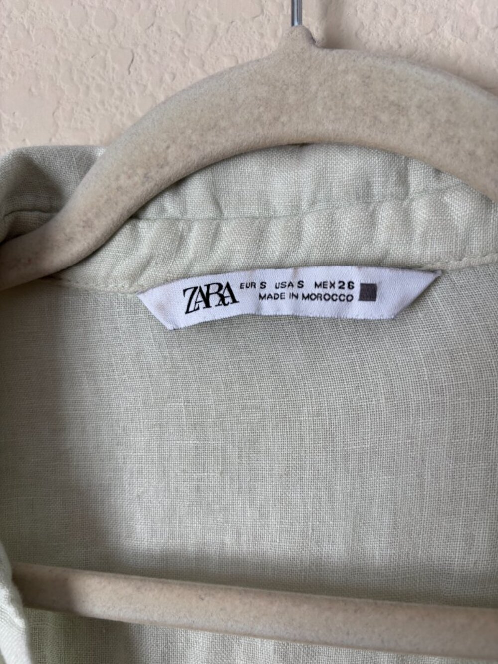 Zara Linen Button Up Boxy Cropped Pistachio Green Shirt - Picture 3 of 11